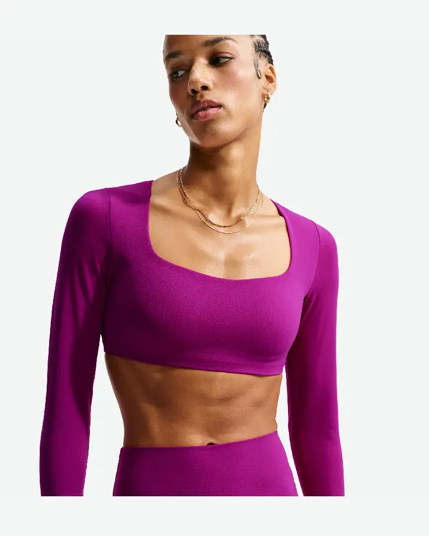 Sostén de mangas largos con acolchado y sujeción ligera Nike Zenvy W