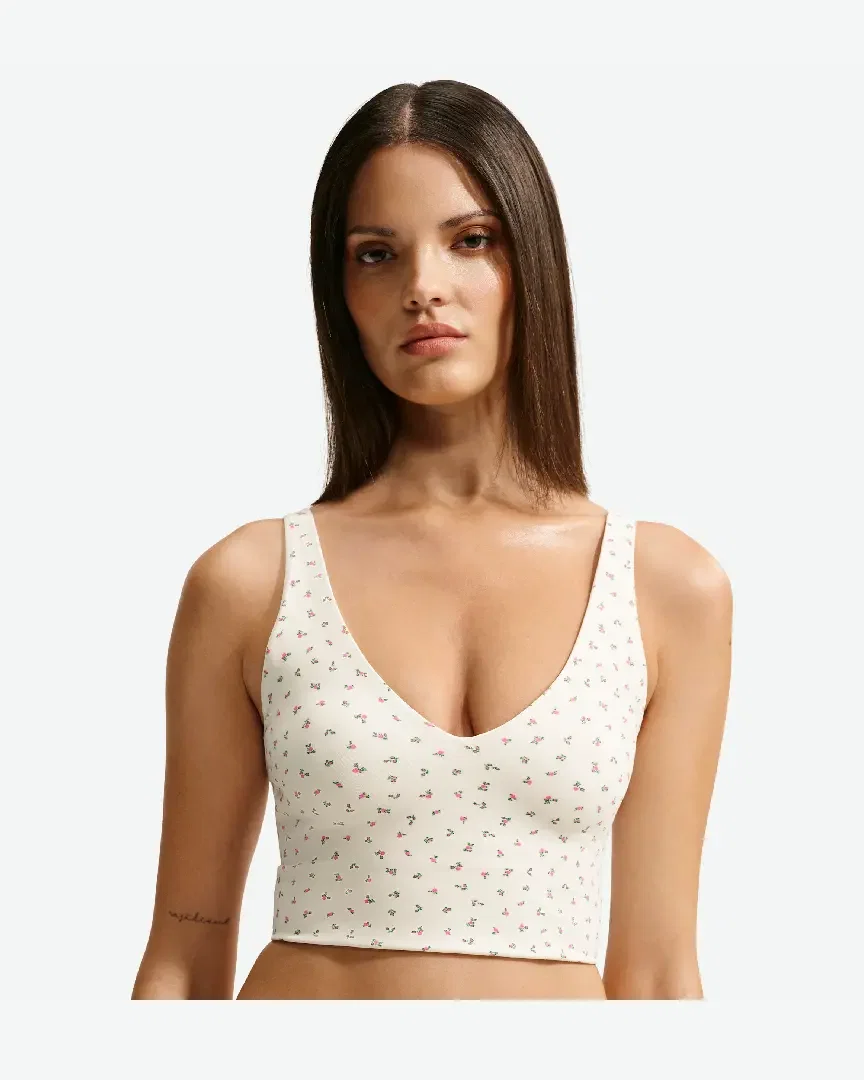 Brassiere Larga Impresa Con Cuello En V Nikeskims Mate W
