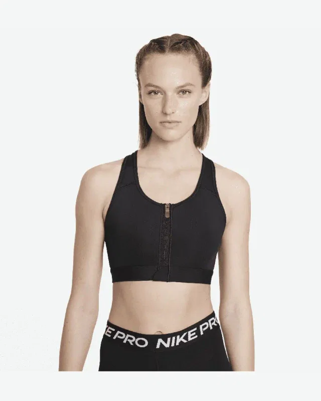 Sujetador acolchado de soporte medio con cremallera frontal Nike Swoosh W