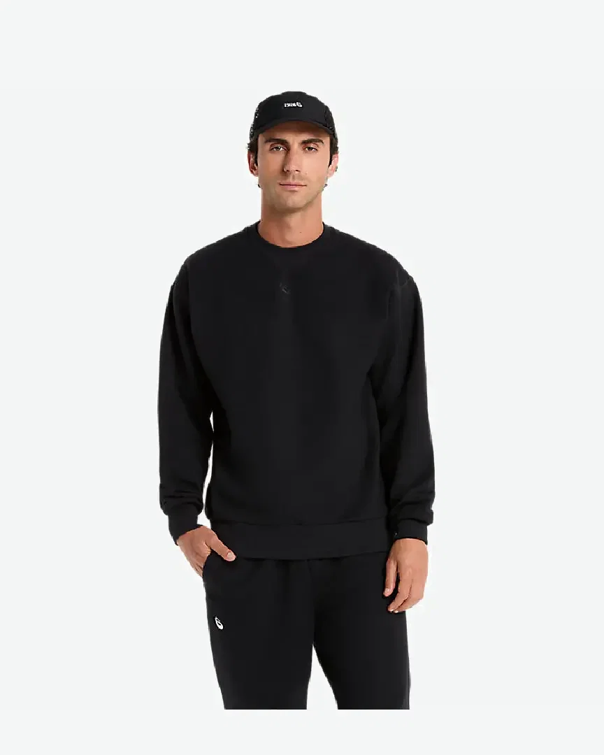 Camiseta de felpa de cuello redondo relajada Hombre
