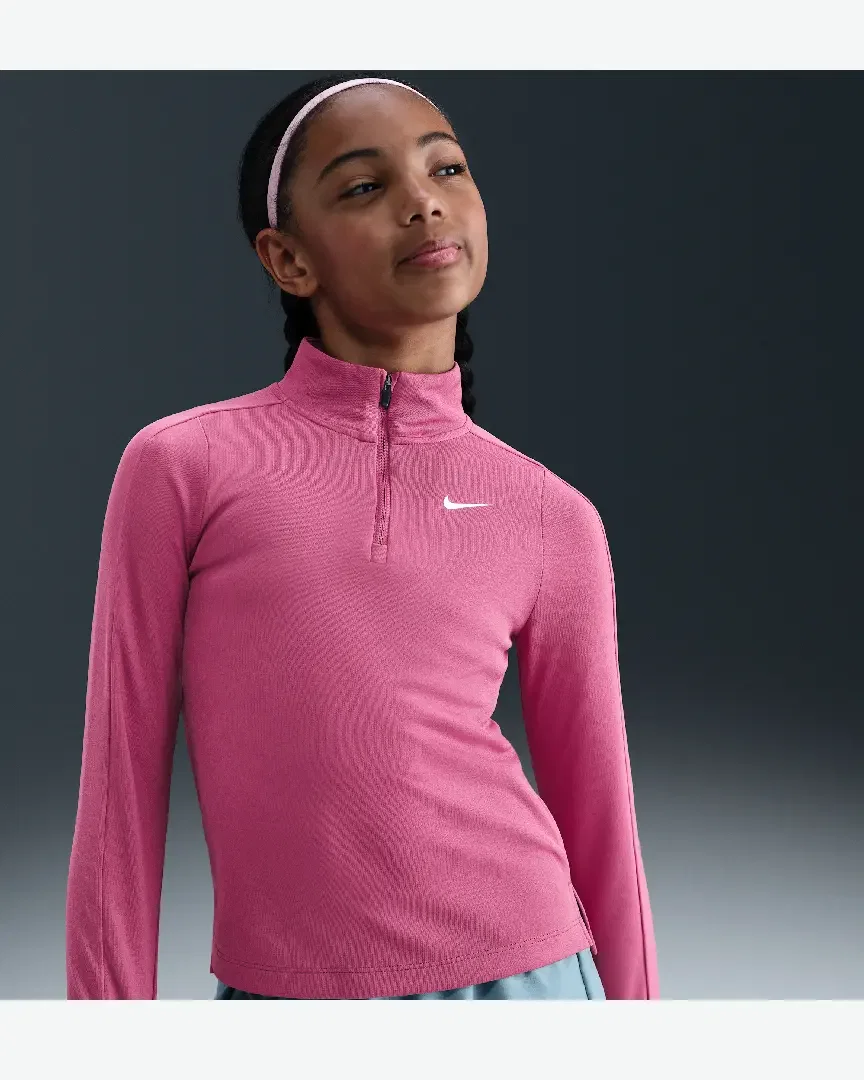Camiseta de manga larga y media cremallera Dri-Fit Nike para niña