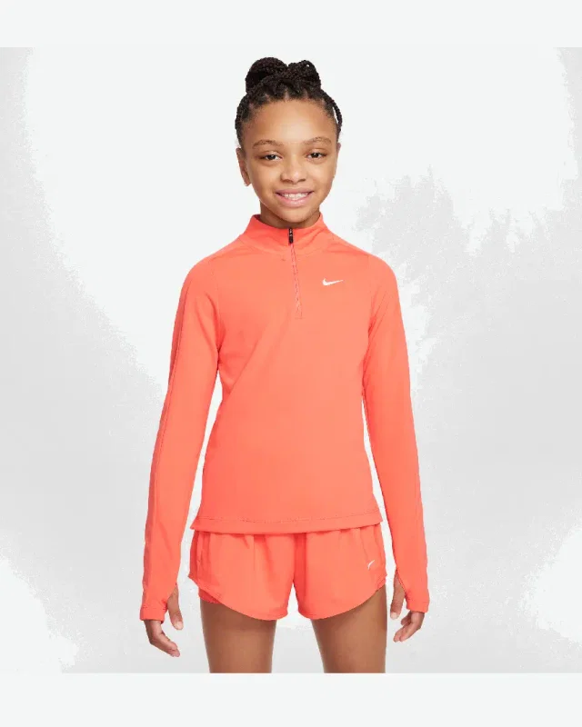 Camiseta de manga larga y media cremallera Dri-Fit Nike para niña