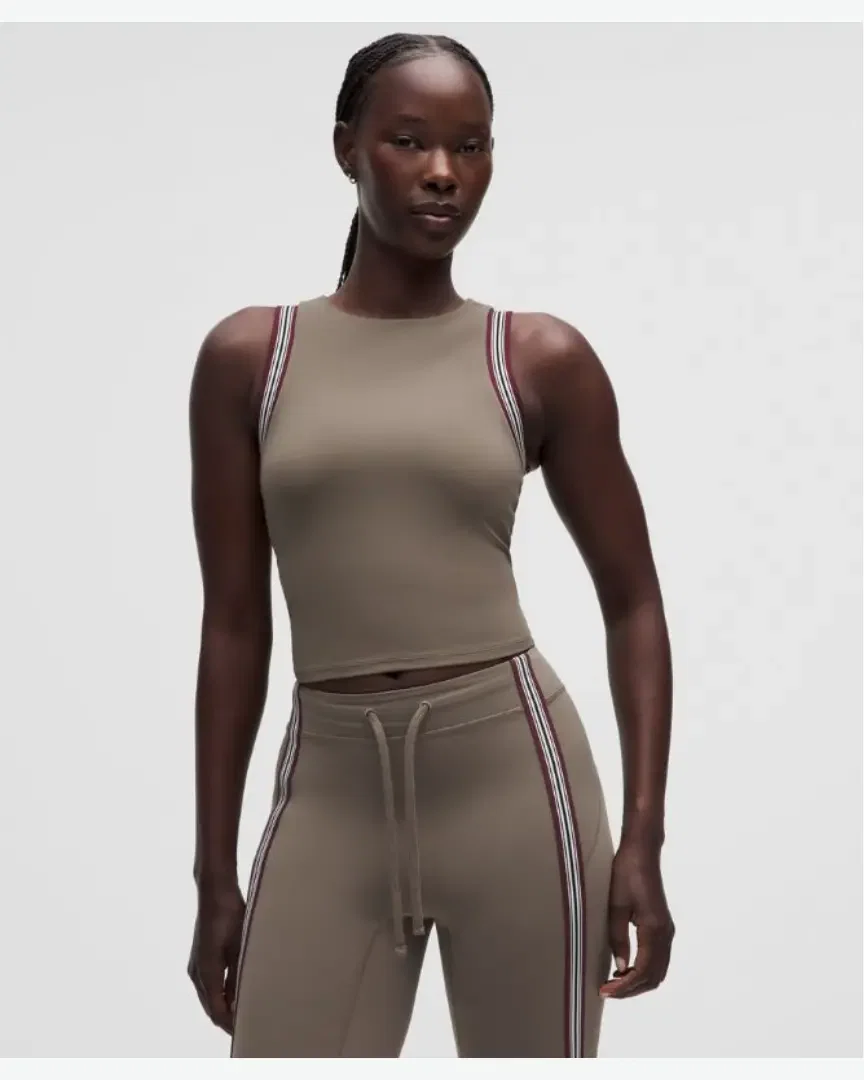 Lululemon Camiseta sin mangas Groove con cuello alto, acabados a rayas Mujer