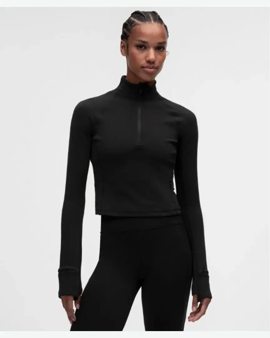 Lululemon Top Corto Demi-Zip It's Rulu Gofrado Mujer