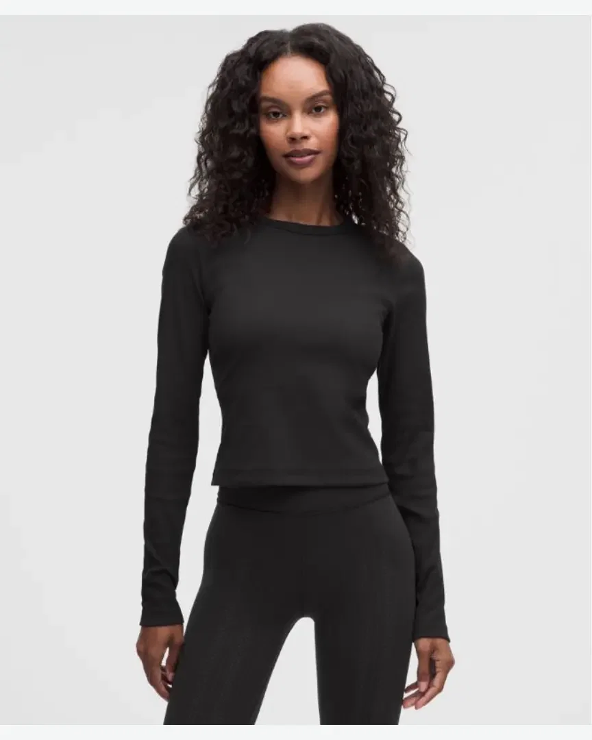 Lululemon Top Corto Acanalado De Manga Larga Mujer