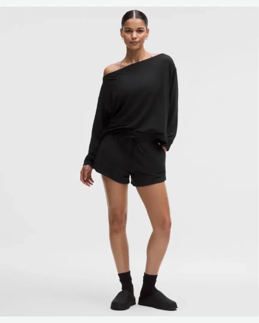 Lululemon Short Becalm Con Cintura Ancha Talle Medio-Alto 8 Cm Mujer