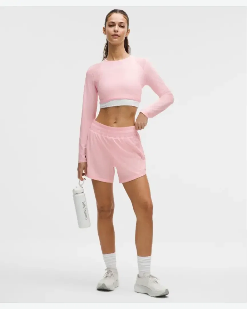 Lululemon Short Doblado Cintura Alta Track That 13 Cm Mujer