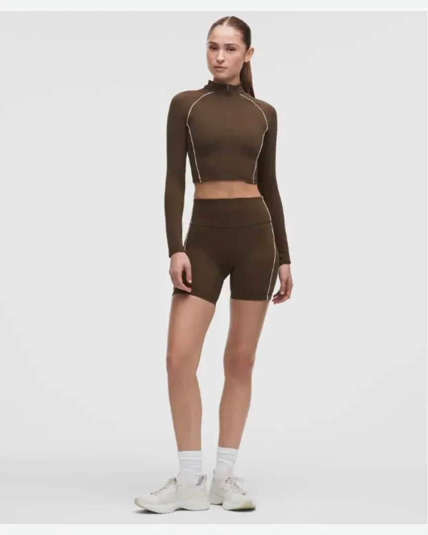 Lululemon Short Passepoilé Cintura Alta Wunder Train No Line 15 Cm Mujer