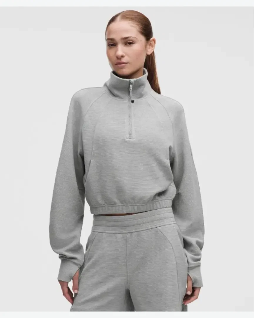 Lululemon Sudadera Scuba Court Con Cuello Alto Semi-Cremallera Texturizada W