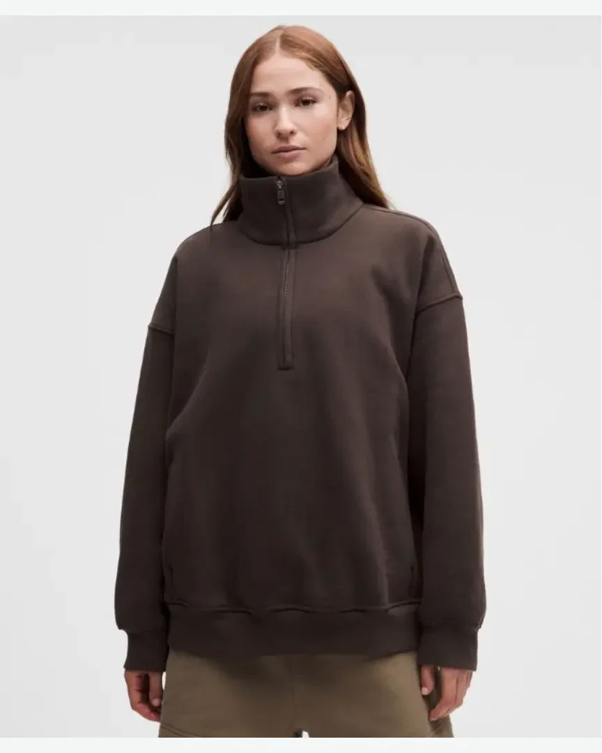 Lululemon Sudadera Steady State Oversize Demi-Zip Con Cuello Alto En Superloft Mujer