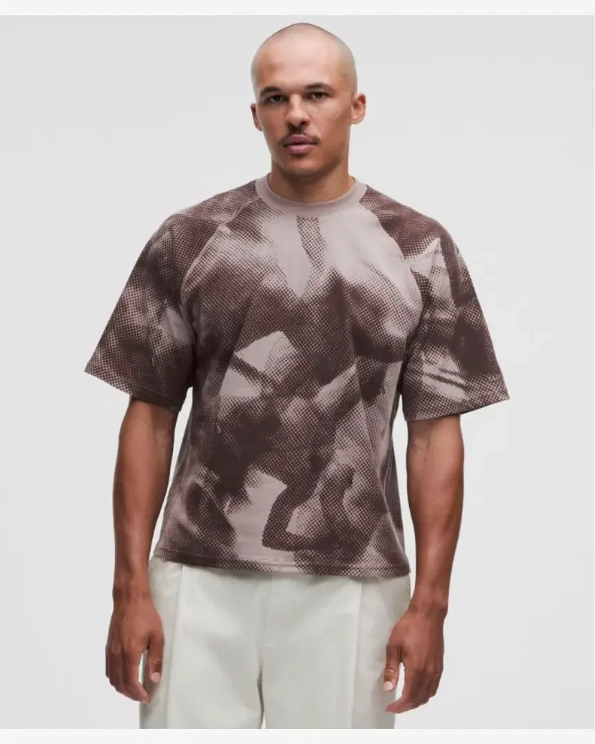 Camiseta Lululemon Casual De Algodón Impresa Colección Slnsh Hombre