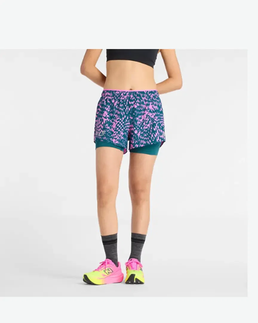 New Balance London Edition Rc Printed 2-en-1 Short de 3" Mujer
