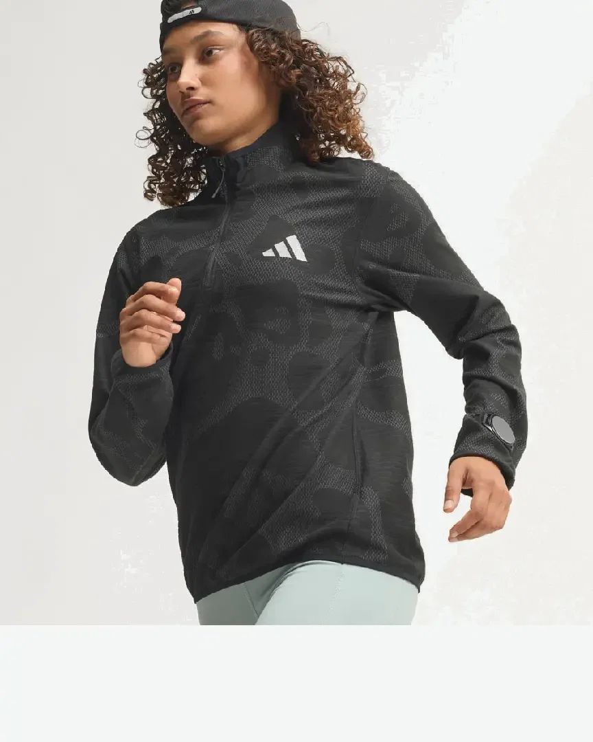Camiseta Adidas De Running Demi-Zip Adi365 Mujer