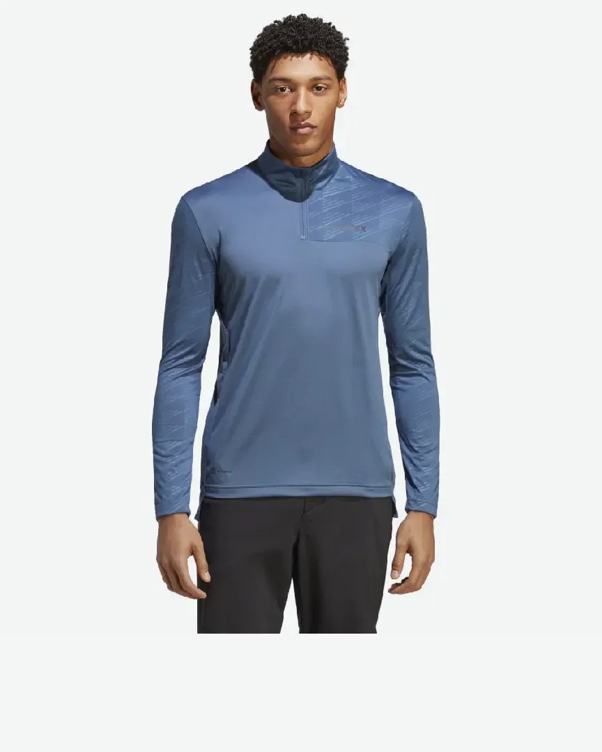 Camiseta Adidas de Manga Larga Con Media Cremallera Terrex Multi Hombre