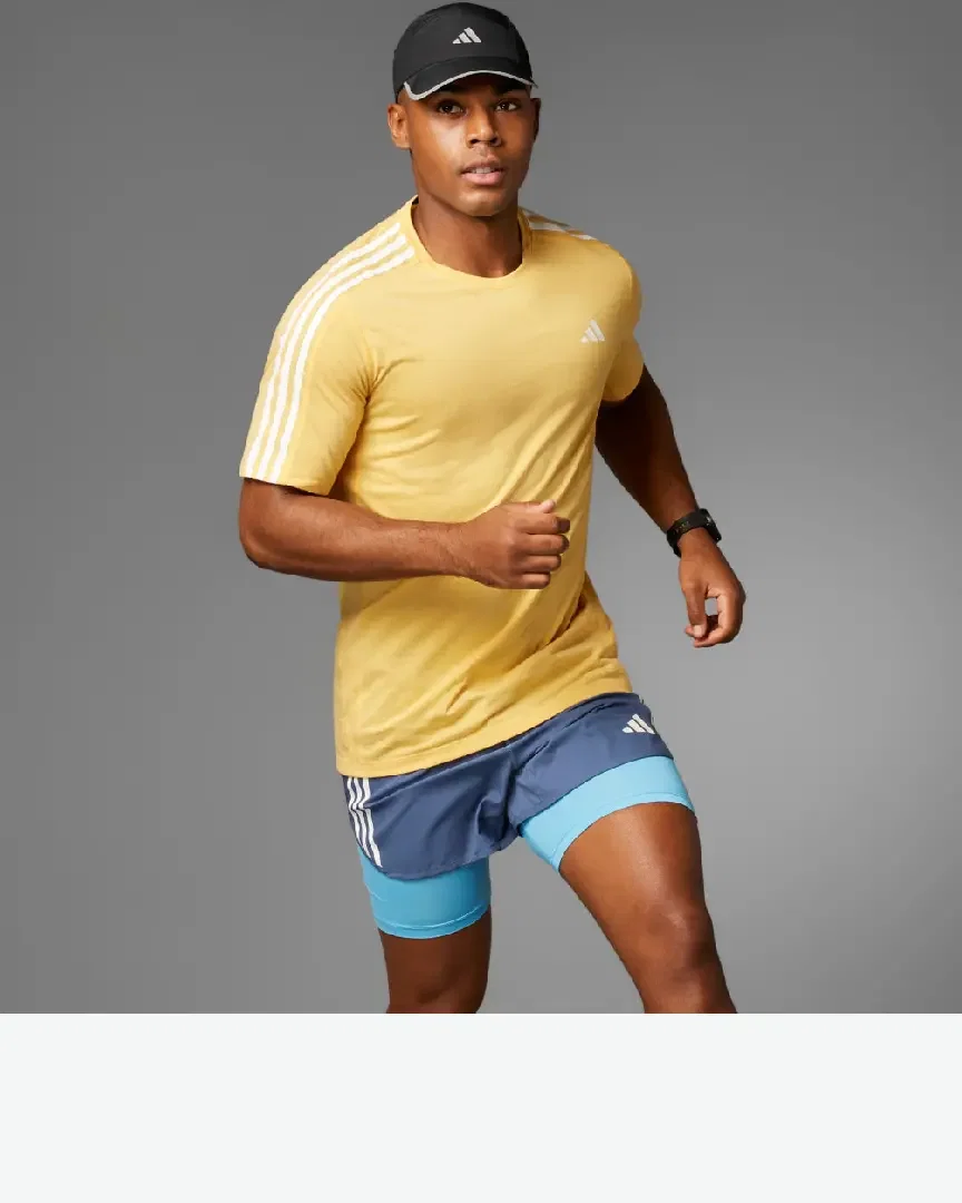 Camiseta Adidas Own The Run 3 Rayas Hombre