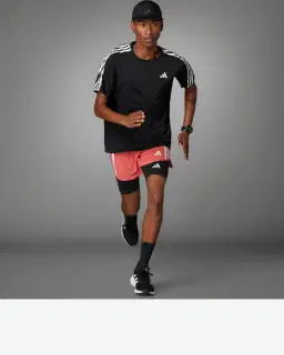 Camiseta Adidas Own The Run 3 Rayas Hombre – 3/4